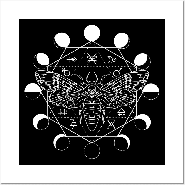 Death's Head Moth, Moon Phase, Alchemical Symbols Wall Art by RavenWake